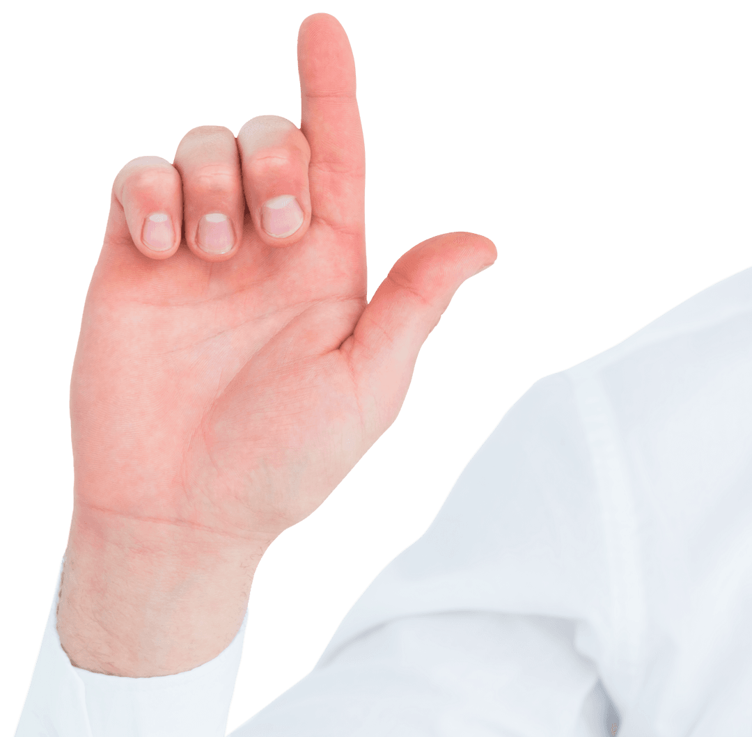 Transparent Gesture North Caucasian Man Interacting with Virtual Screen