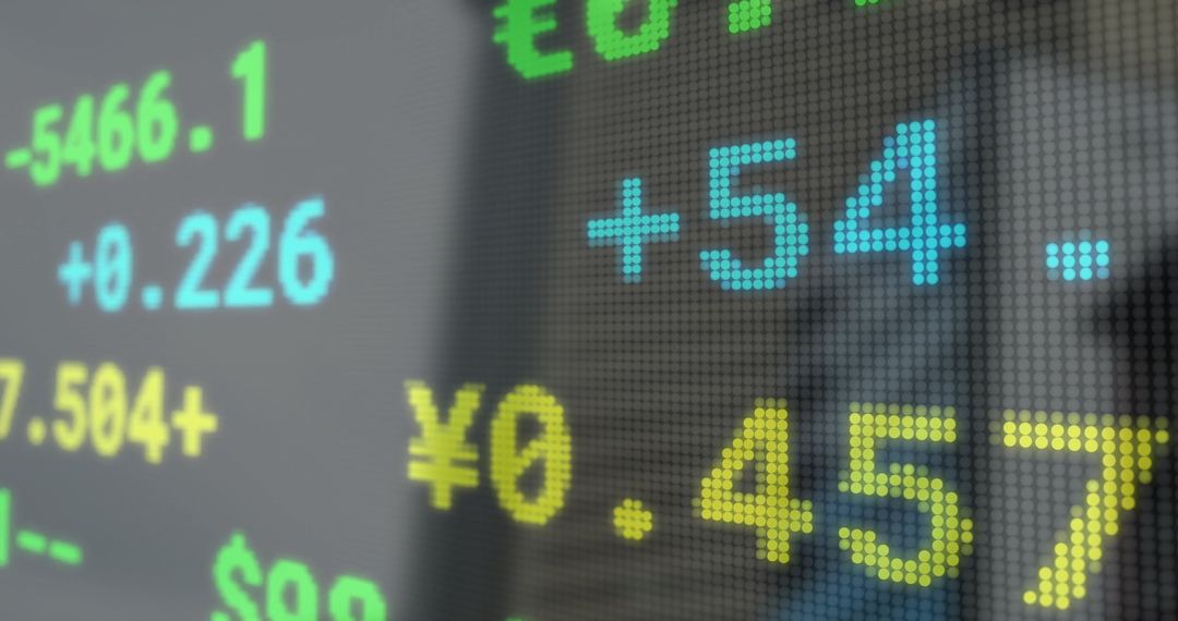 Digital Financial Data Display with City Overlay Effect