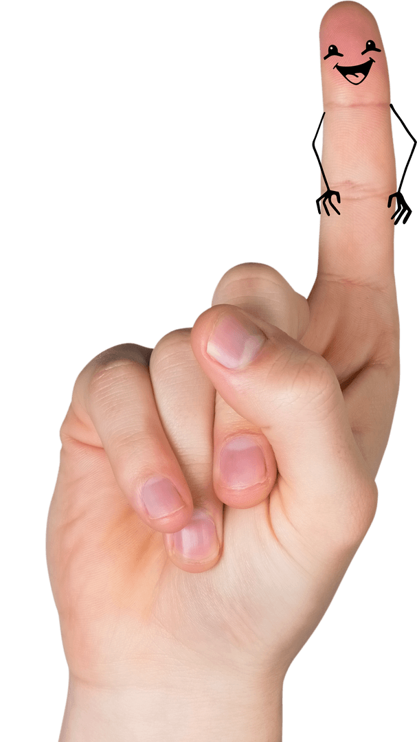 Playful Face on Transparent Finger Isolated