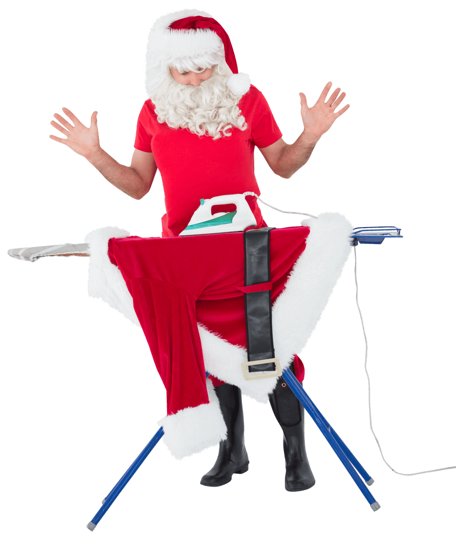 Transparent Surprised Santa Claus Ironing Outfit