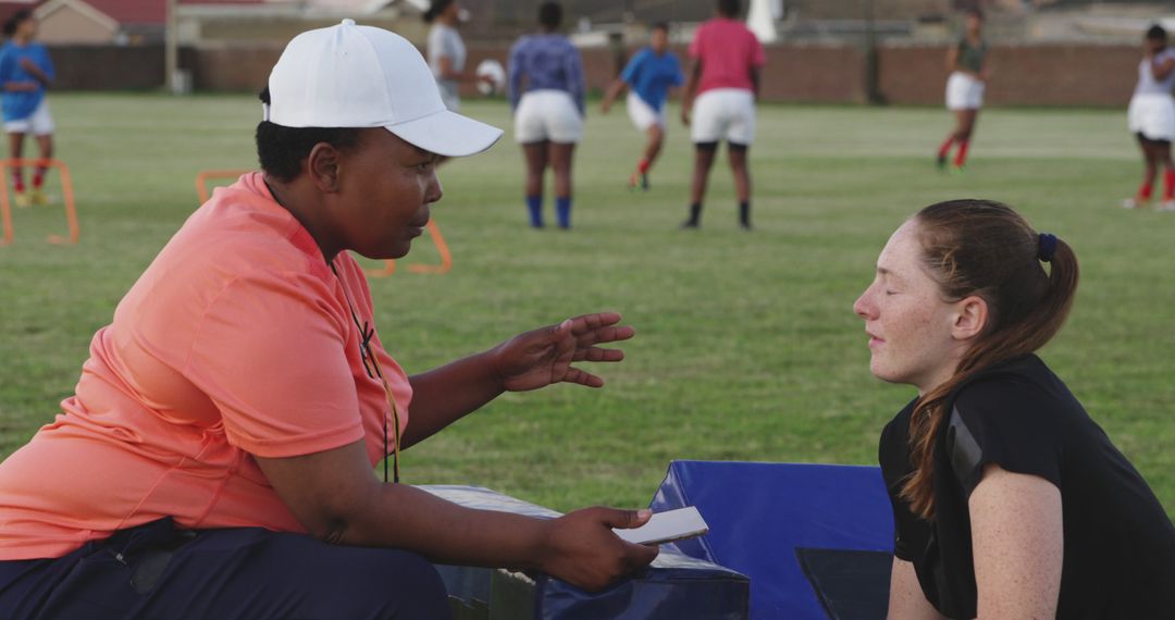 Female Coach Encouraging Young Soccer Player During Training - Free Images, Stock Photos and Pictures on Pikwizard.com