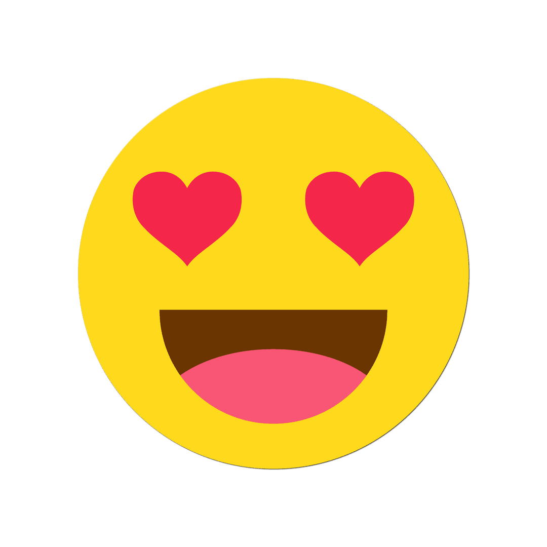 Heart-Eyes Emoji with Joyful Expression on Transparent Background