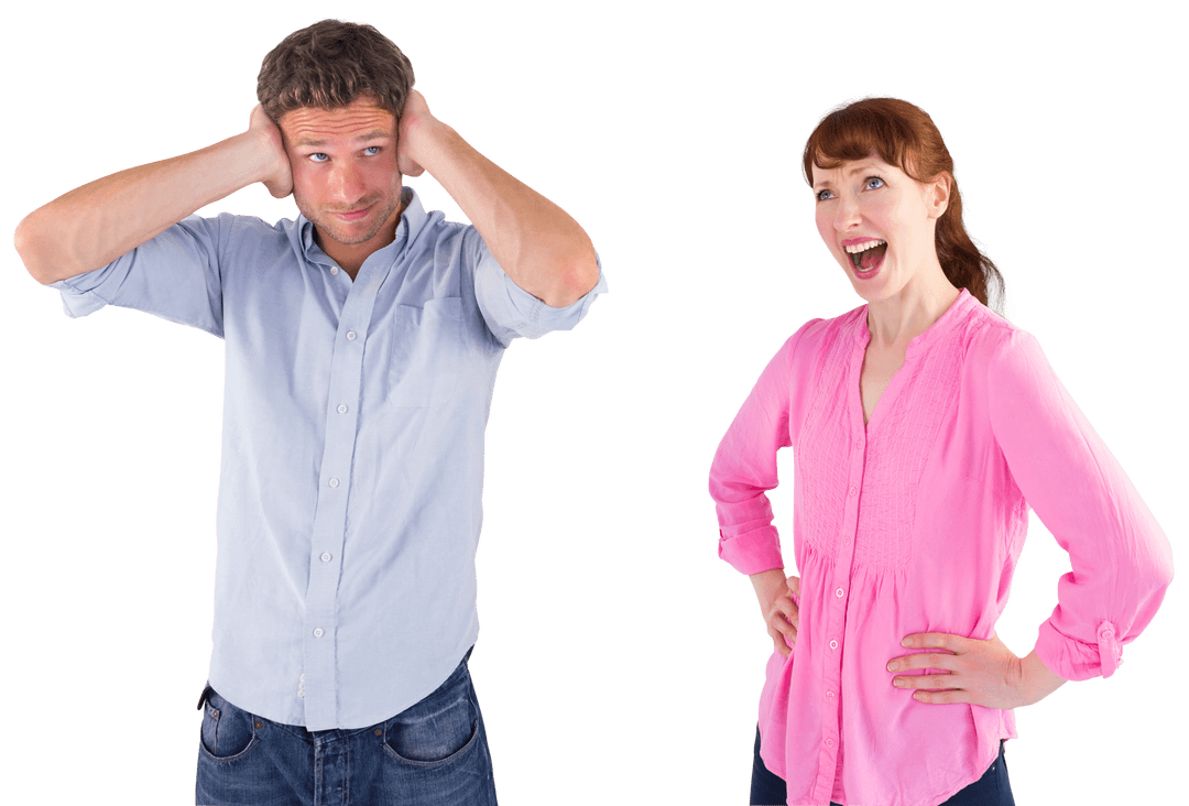Man Ignoring Woman on Transparent Background