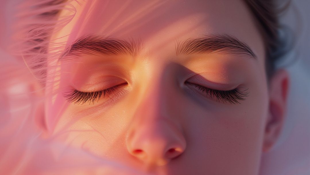 AI-Generated Feminine Portrait in Soft Pink Light