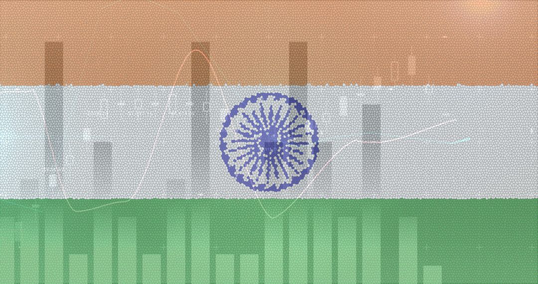 COVID-19 Graphs Overlaying Indian Flag Illustrating Pandemic Impact