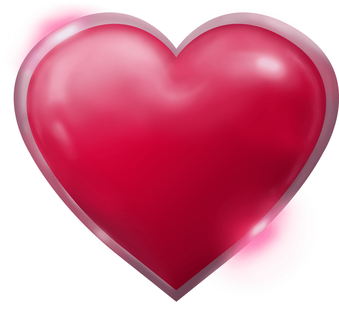 Shiny Red Heart Illustration with Transparent Background