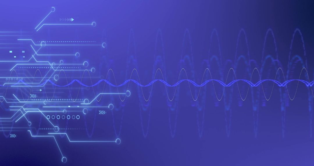 Abstract Neon Digital Waveform on Futuristic Network Background