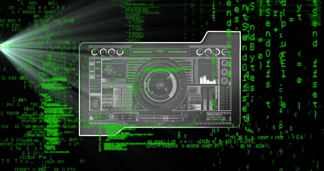 Futuristic Data Processing Digital Interface Display