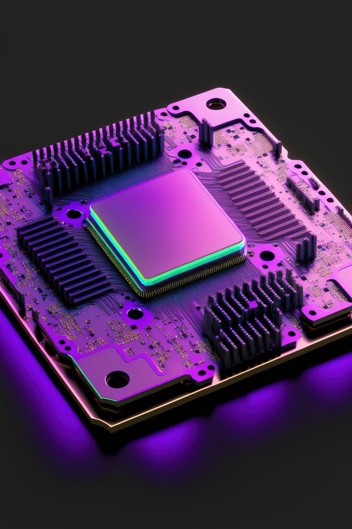 Purple computer processor on black background, created using generative ai technology - Free Images, Stock Photos and Pictures on Pikwizard.com