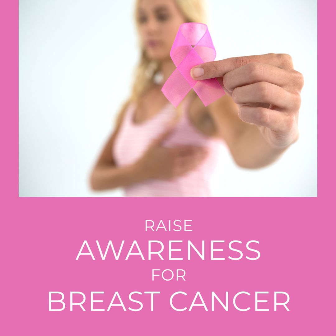 Woman Holding Pink Ribbon Raising Awareness for Breast Cancer - Download Free Stock Templates Pikwizard.com