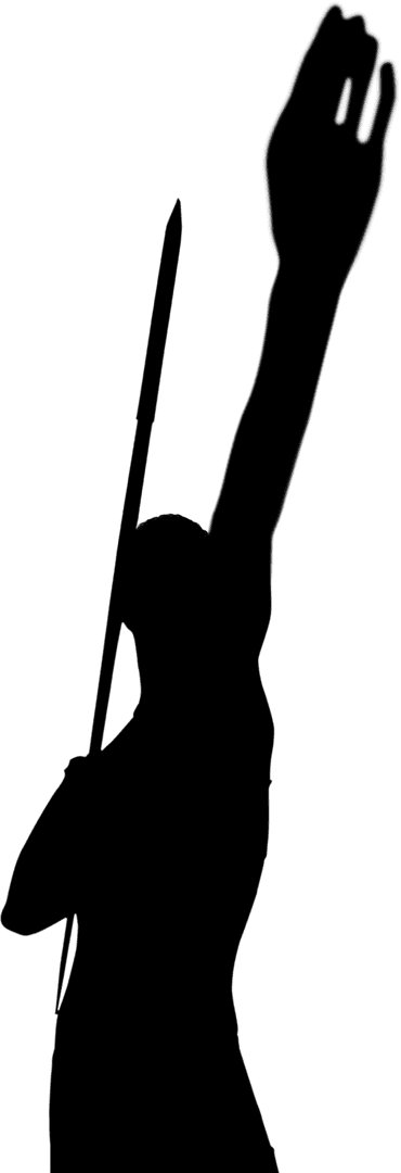Silhouette of Javelin Throwing on Transparent Background