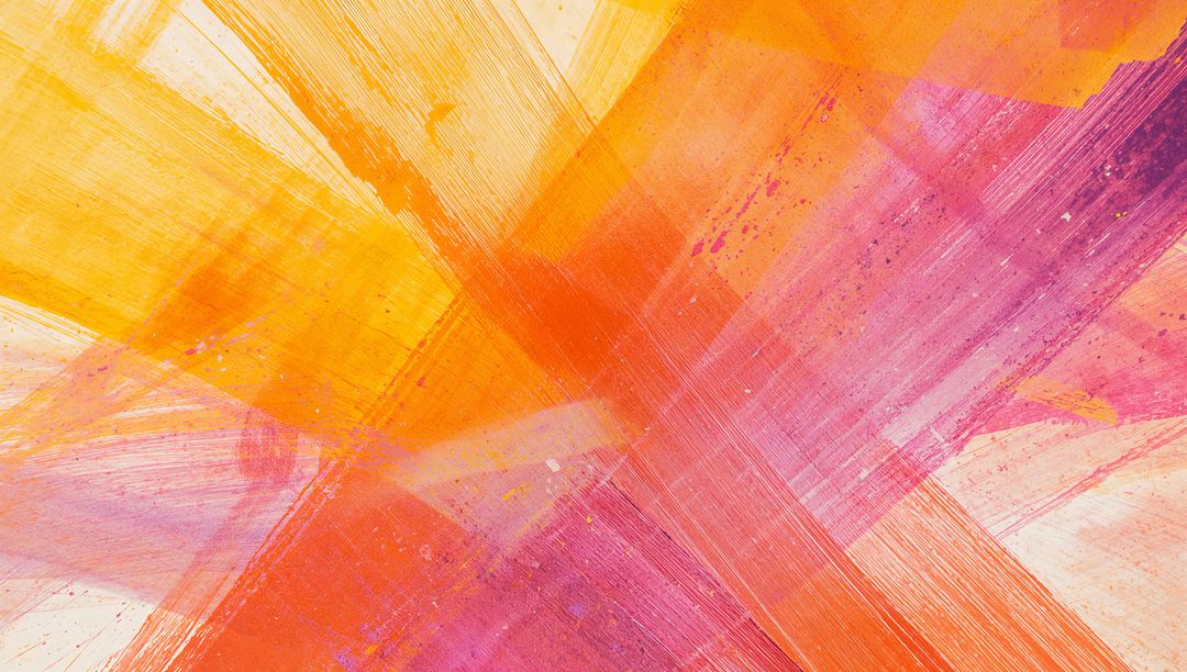 Vibrant Diagonal Brushstroke Abstract Background with Layered Orange Pink Pigments