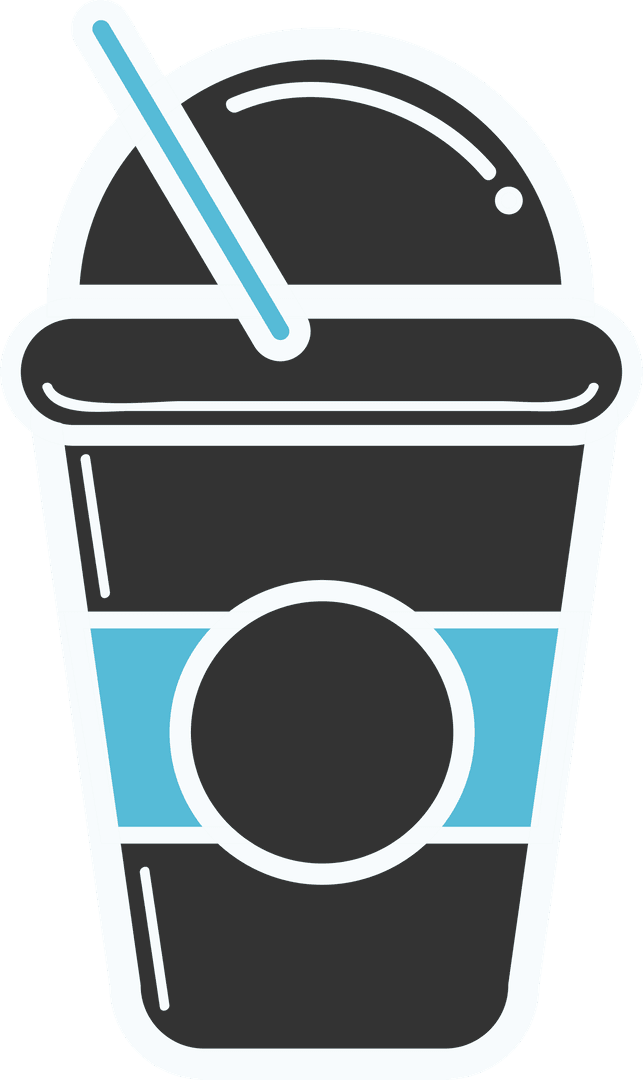 Transparent Icon of Plastic Cup Drink with Straw