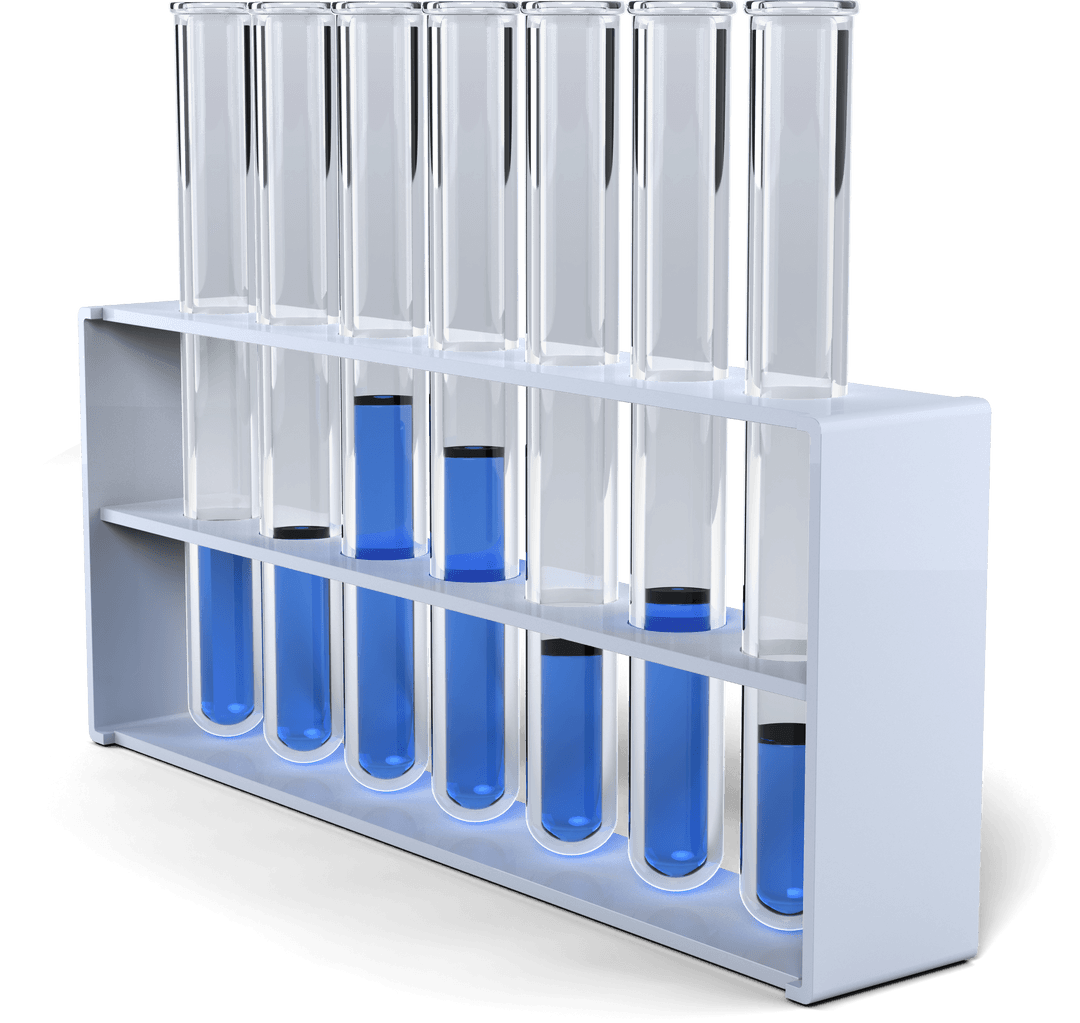 Transparent Test Tubes with Blue Liquid on Stand for Science Research
