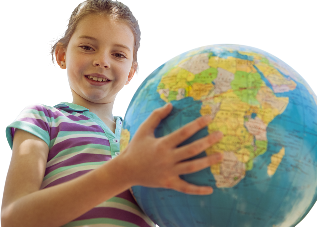 Smiling Girl Holding Transparent Globe Outdoors - Download Free Stock Images Pikwizard.com