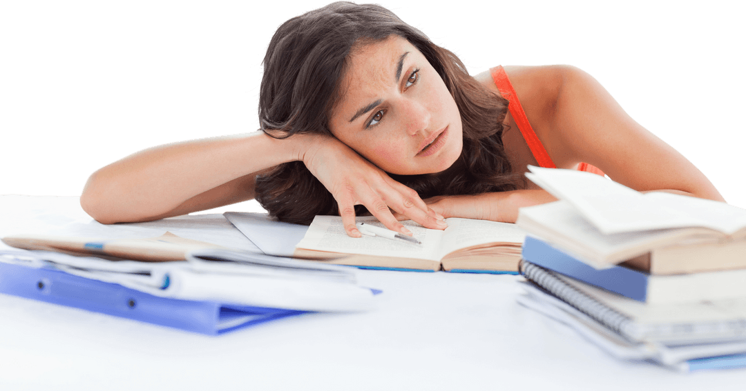 Bored Student with Homework Transparent Background Image