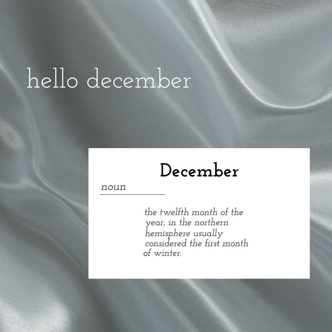 Welcome December with Elegant Grey Background and Definition