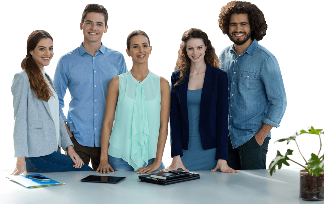 Transparent Group of Diverse Business Professionals Smiling