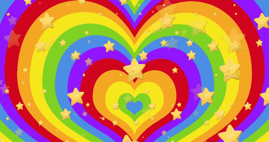Vibrant Rainbow Hearts with Stars Pride Theme