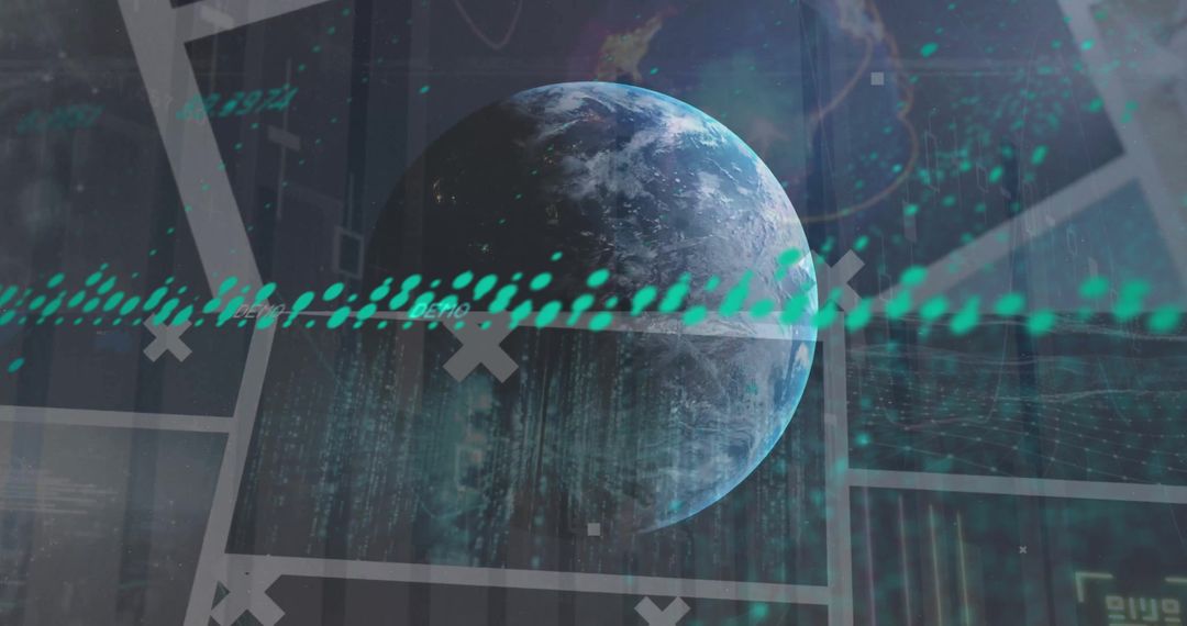 Digital Globe and Data Streams on Futuristic Screens