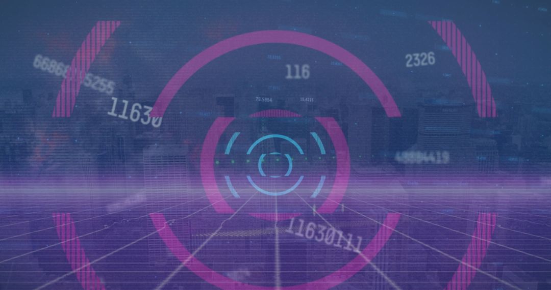 Digital interface with futuristic data graphics