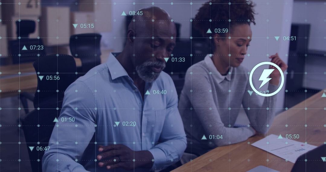 Business Team Analyzing Financial Data in Office with Digital Interface