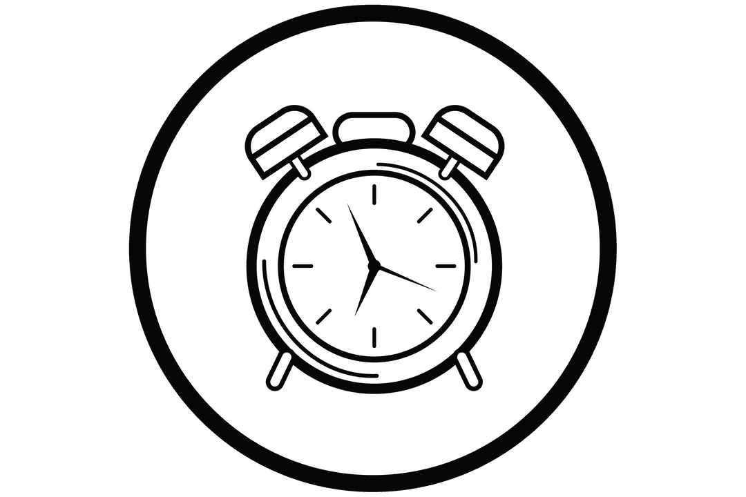 Transparent Circle with Classic Alarm Clock Illustration