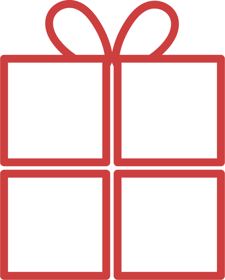 Red Gift Outline Symbol on Transparent Background