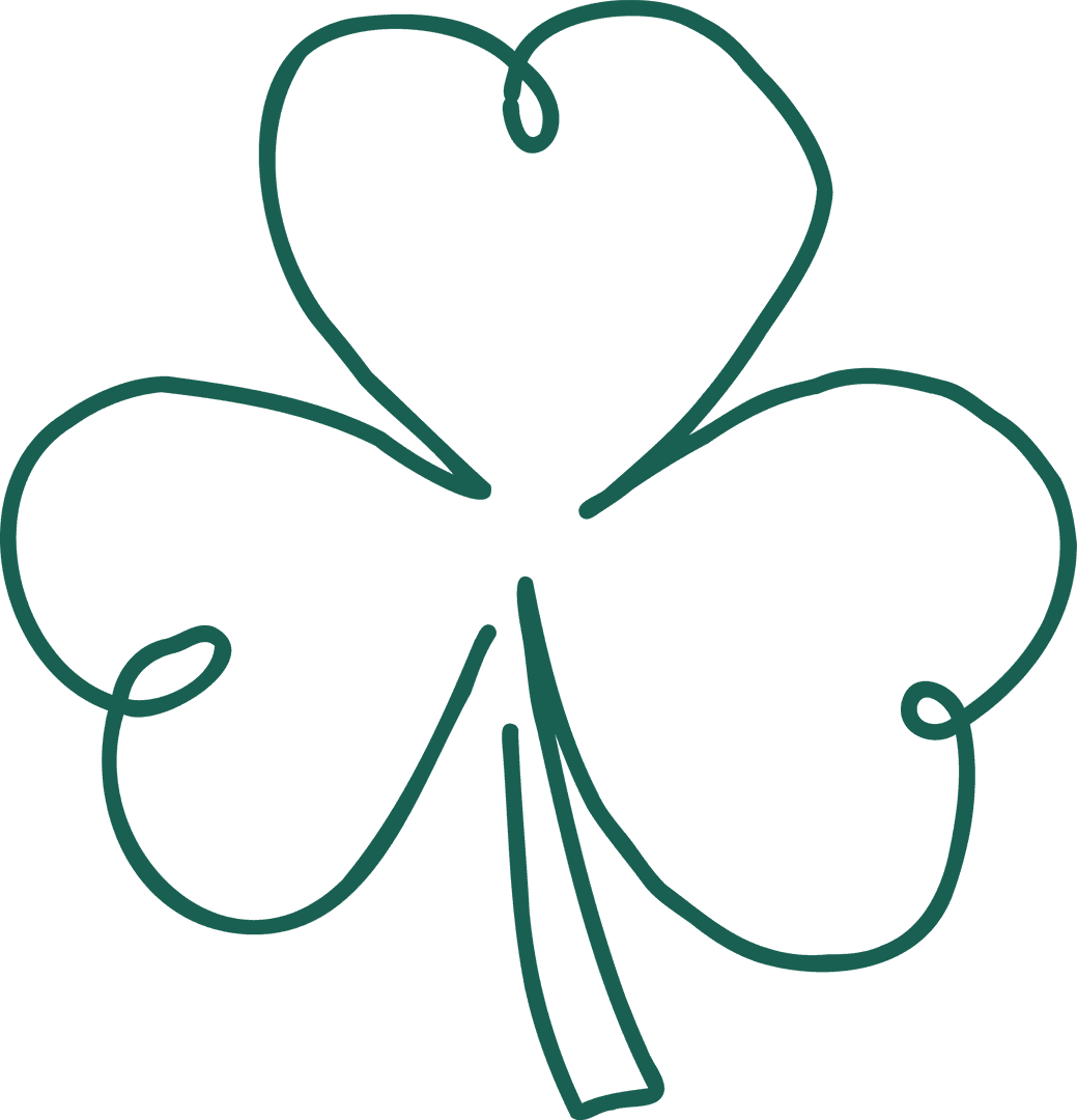 Linked Three-Leaf Clover Drawing on Transparent Background