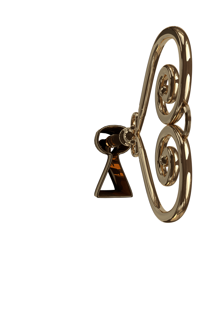 Golden Key in Keyhole Intricate Design Transparent Illustration