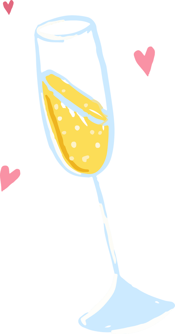 Hand-drawn Sparkling Flute Sketch with Transparent Background