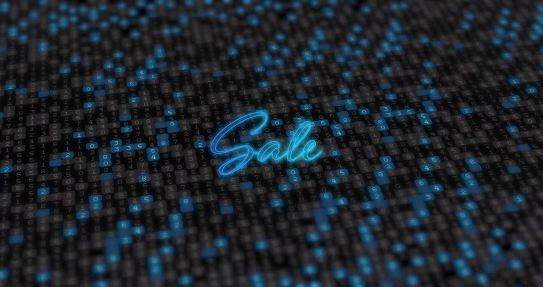 Futuristic Sale Notification with Digital Light Pattern