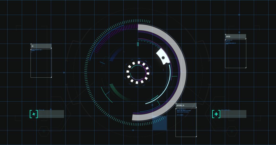 Futuristic Digital Interface with Data Scanning and Processing Grid