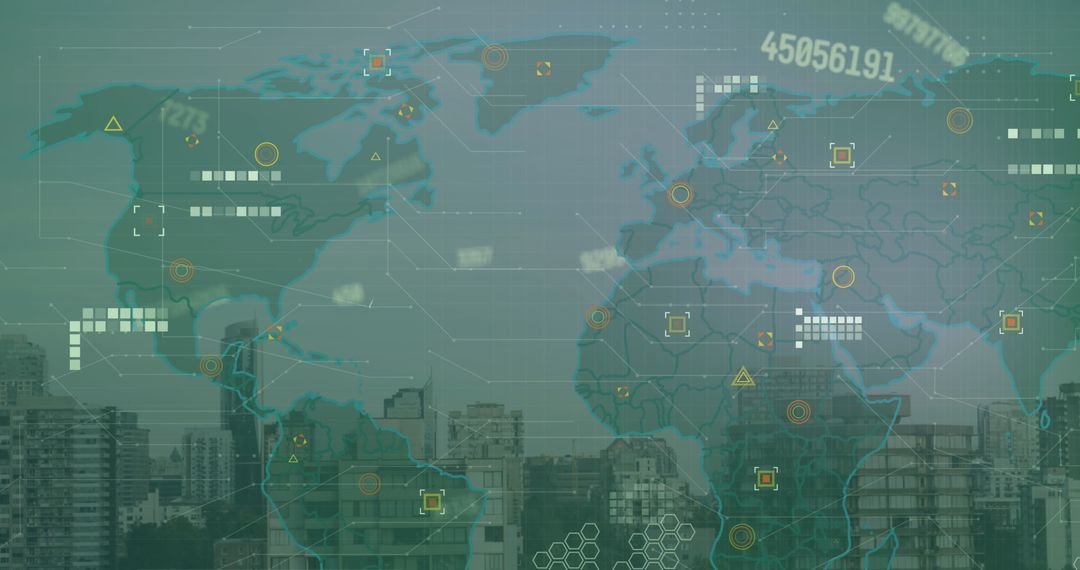 Global Financial Data Processing with Cityscape Background