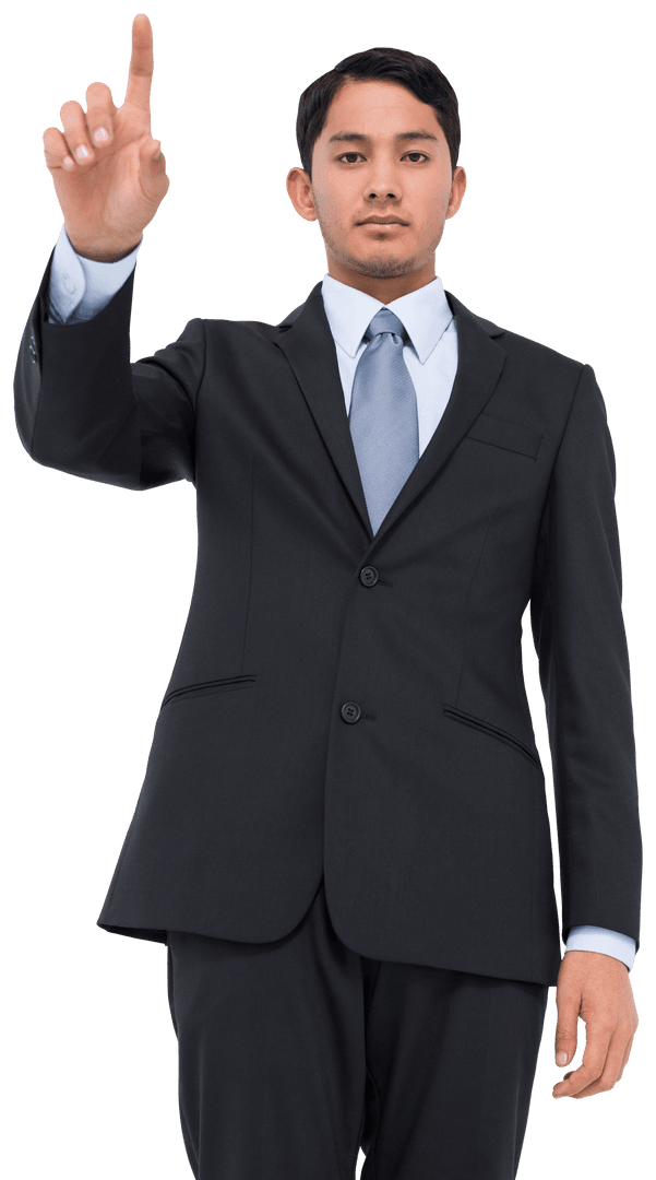 Transparent Asian Businessman Pointing Forward