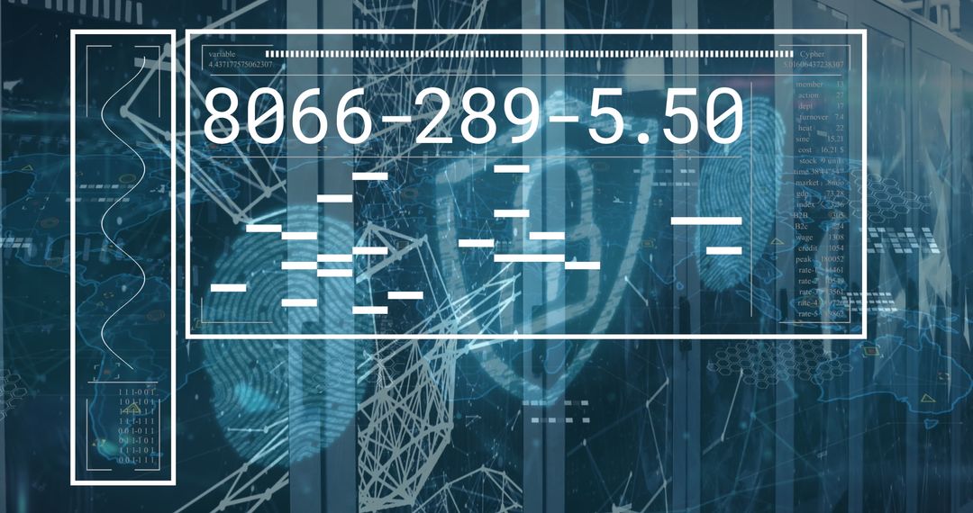 Digital Data Processing Interface with Server Background - Free Images, Stock Photos and Pictures on Pikwizard.com