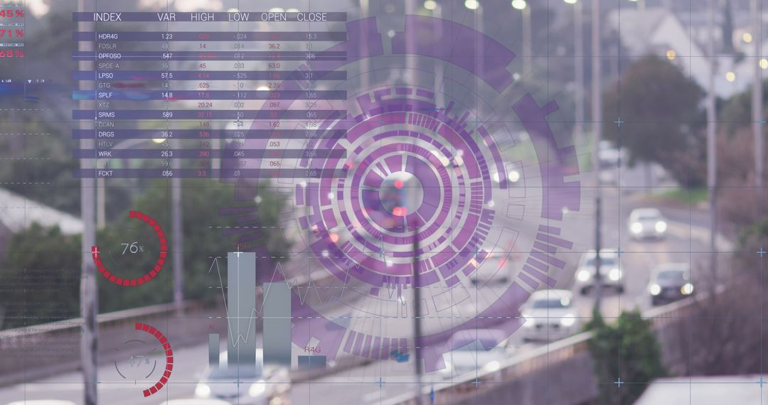 Digital Data Processing Overlaying Urban Traffic