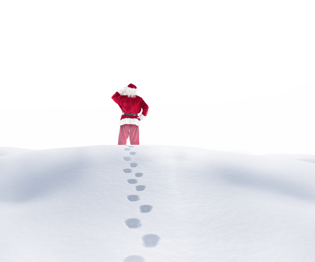 Christmas Santa Walking Snow White Background Transparent Image