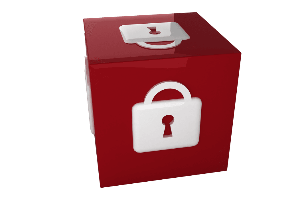 Transparent Red Cube with Padlock Icon Representing Data Security - Download Free Stock Images Pikwizard.com