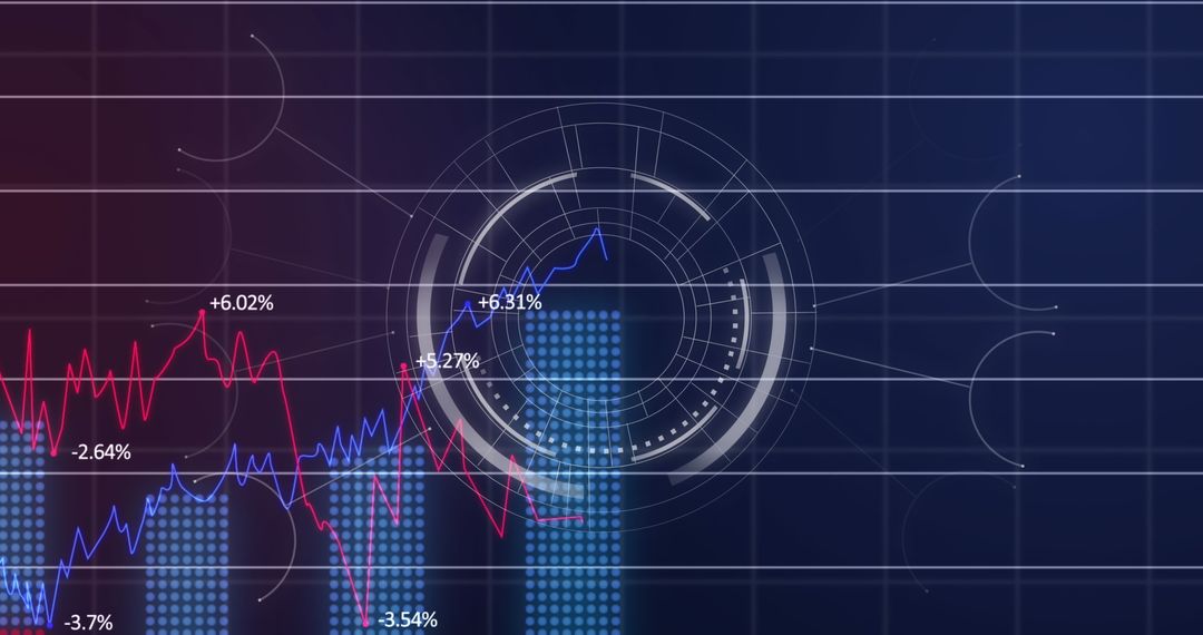Financial Data and Graphs with Futuristic Interface