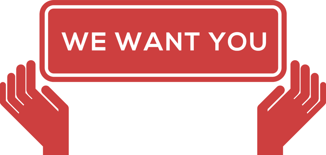 Hands Holding Sign with We Want You Text Transparent Background