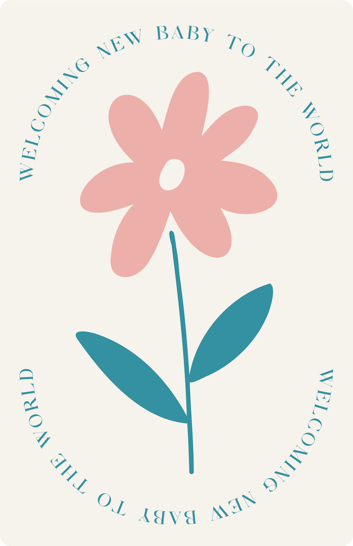 Transparent Pink Flower Illustration with Welcoming Text Design