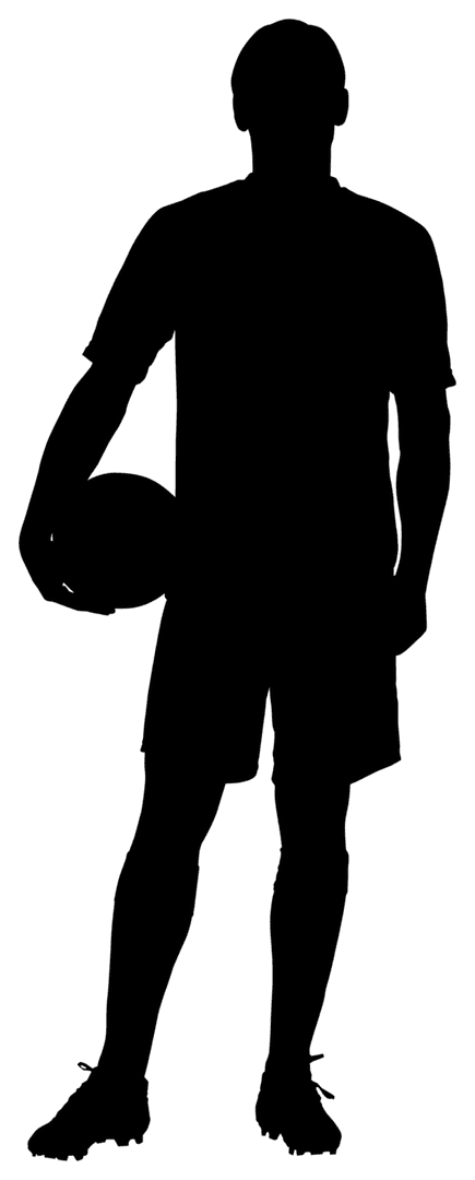 Silhouette of Man Holding Ball PNG on Transparent Background