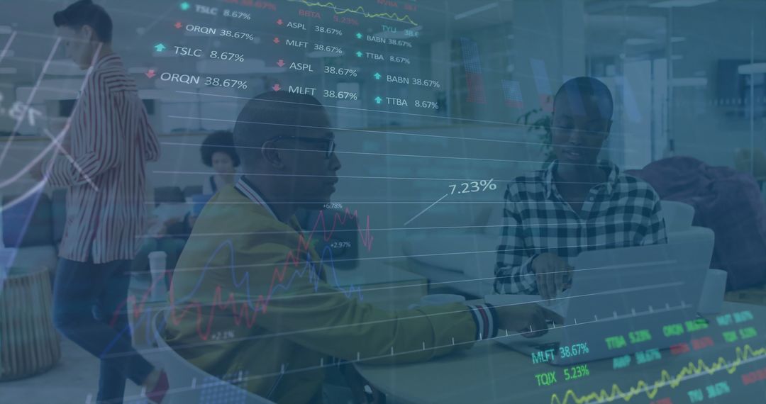 Financial Data Analysis with Business Colleagues Sharing Ideas