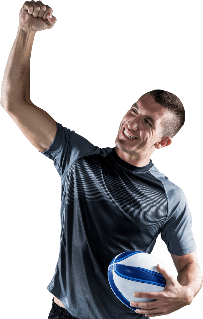 Transparent Rugby Player Celebrating Victory