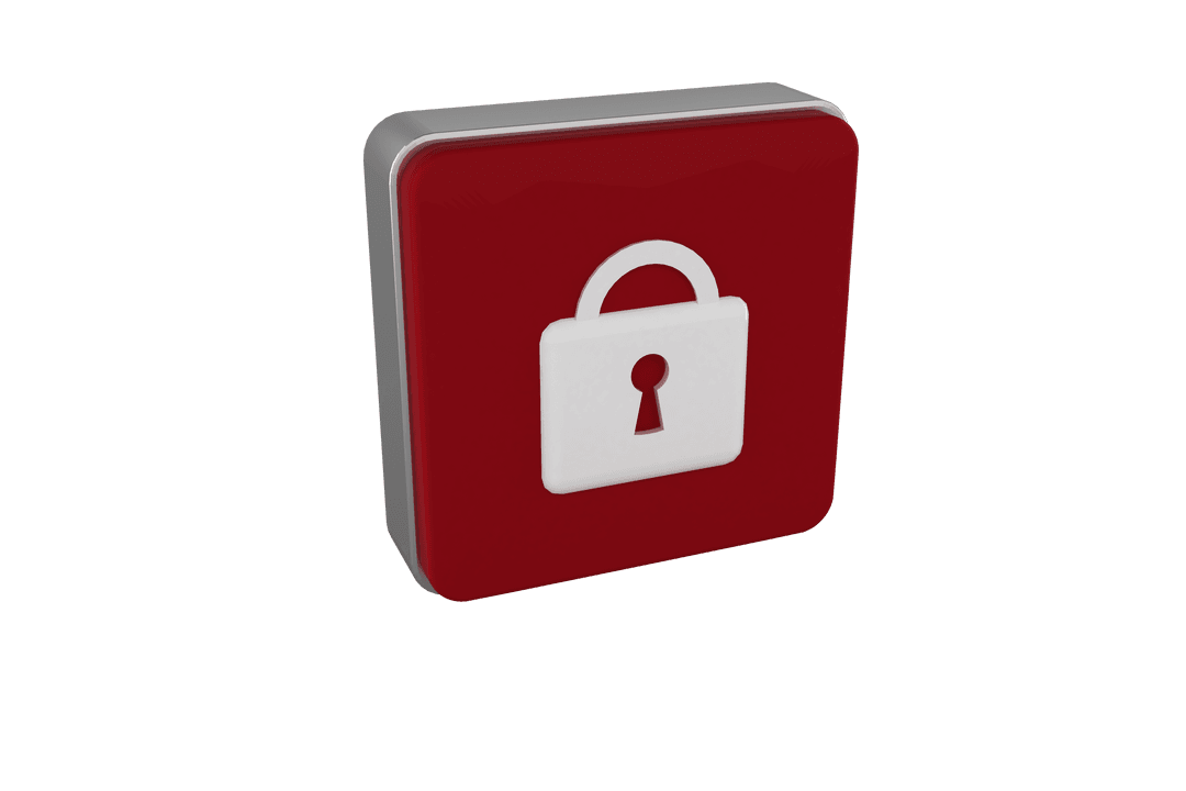 Digital Illustration of Red Padlock on Transparent Background