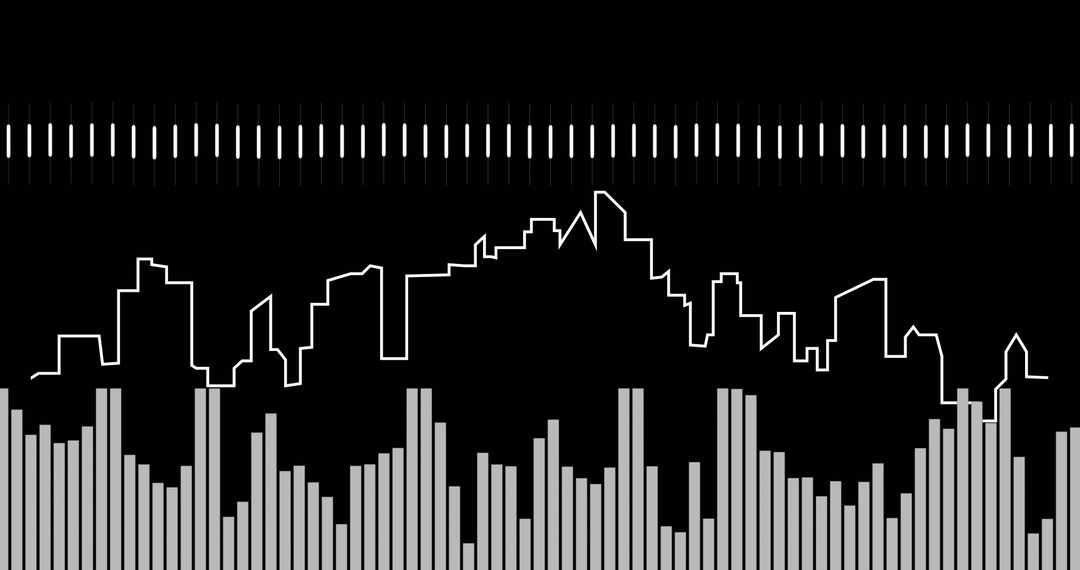 Cityscape with Vertical Columns on Black Background