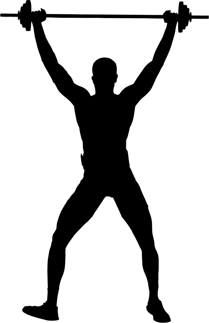 Transparent Silhouette of Man Lifting Barbell Fitness Workout