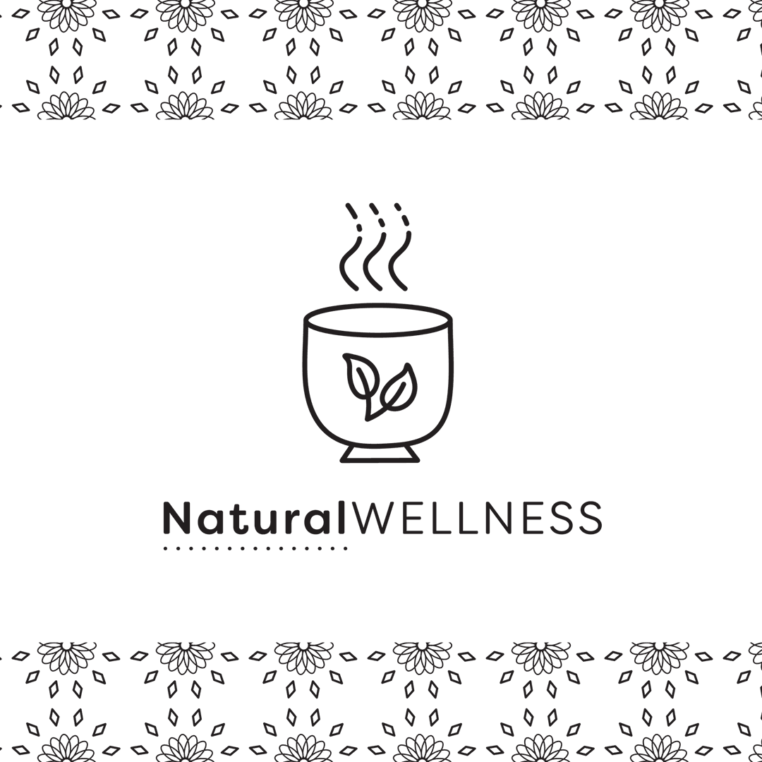 Transparent Natural Wellness Logo with Floral Pattern