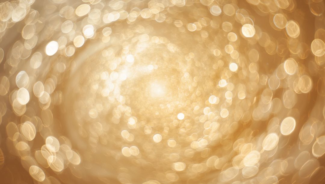 Swirling Golden Bokeh Vortex with Soft Central Glow, Abstract Luxury Background